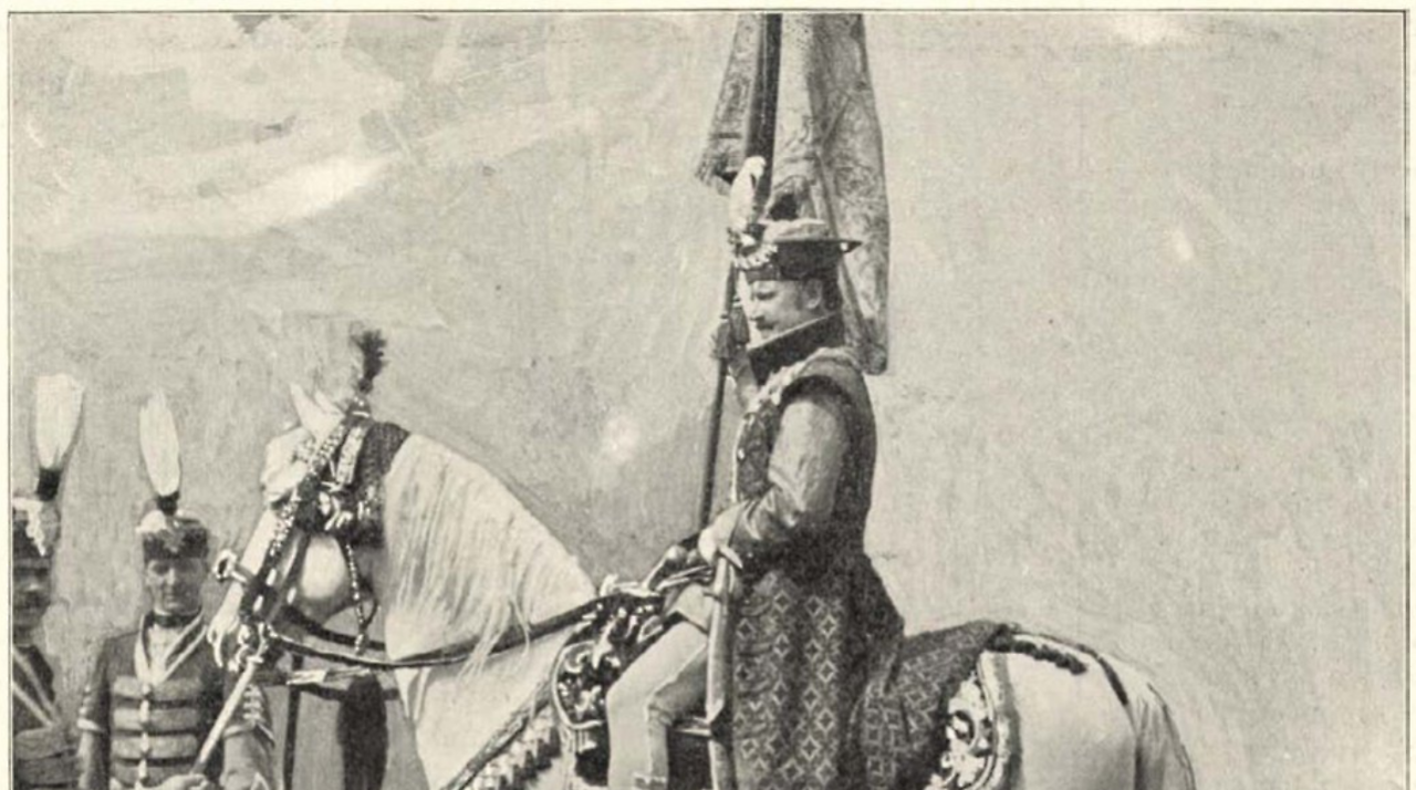 Gróf Bethlen András Erdély zászlajával (Vasárnapi Ujság 1896/43.)